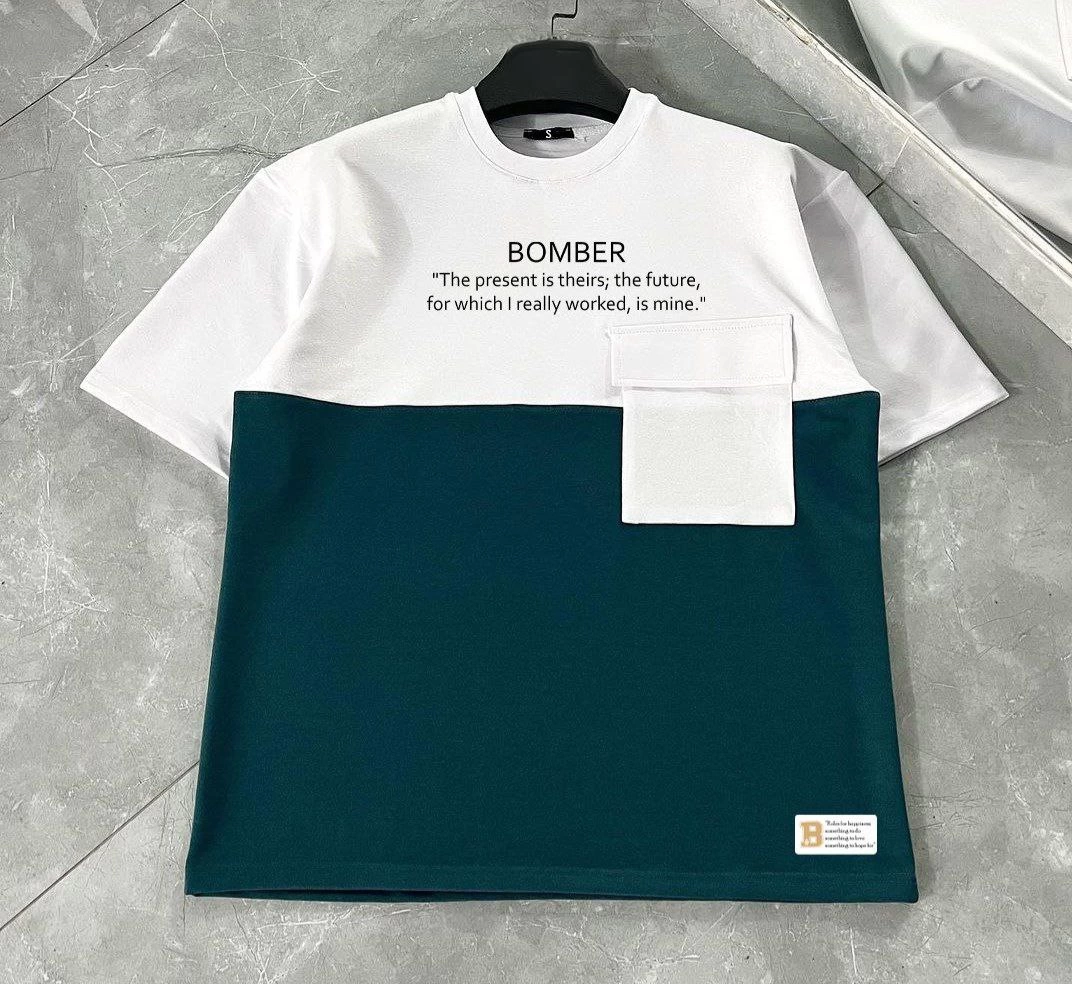 ERKEK Tişört Torba Cepli Parçalı Kısa Kol T-Shirt – Lacivert