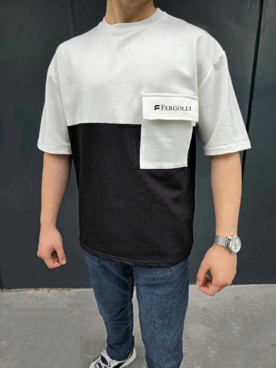 ERKEK Tişört Torba Cepli Parçalı Kısa Kol T-Shirt – Siyah