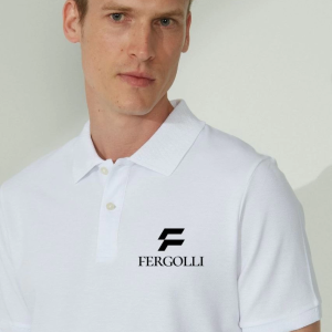 Erkek Pike Polo Yaka Tişört Düğmeli Baskılı T-Shirt – Beyaz