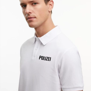 Erkek Polo Yaka Düğmeli Tişört Pike Baskılı T-Shirt – Beyaz