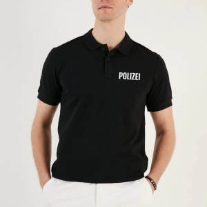 Erkek Polo Yaka Tişört Düğmeli Pike Baskılı T-Shirt – Siyah