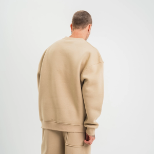 Erkek Uzun Kol Bisiklet Yaka 3 iplik Pamuklu Kışlık SweatShirt – Bej