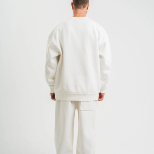 Erkek Uzun Kol Bisiklet Yaka 3 iplik Pamuklu Kışlık SweatShirt – Beyaz