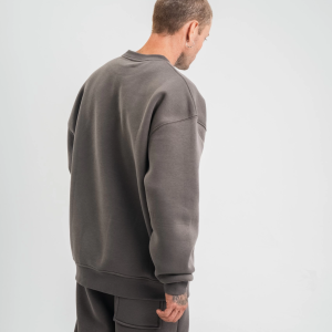 Erkek Uzun Kol Bisiklet Yaka 3 iplik Pamuklu Kışlık SweatShirt – Füme