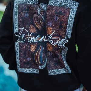 Erkek 3 iplik pamuklu Bisiklet Yaka Ön ve Arka Baskılı SweatShirt – Siyah